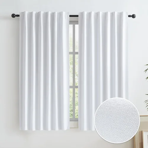 Vista 20 de KEQIAOSUOCAI - Cortinas opacas naturales de 108 pulgadas de largo, cortinas modernas con pestaña trasera, paneles plisados para sistema de cortina