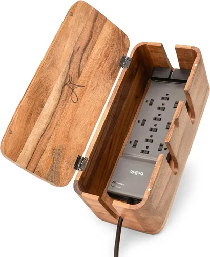 Vista 11 de Caja Grande de Gestión de Cables - Caja Organizadora de Cables y Caja de Regletas de Energía para Gestión de Cables Eléctricos - Oculta Cables