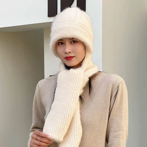 Vista 2 de Gorro de punto con forro polar suave y elástico para invierno