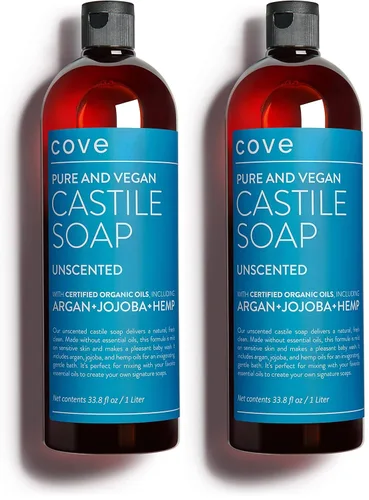 Vista 7 de Cove Jabón de Castilla sin perfume – 1 litro / 33.8 fl oz – Aceites orgánicos de argán, jojoba y cáñamo