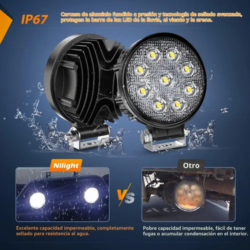 Vista 6 de Nilight - Juego de 2 luces de trabajo LED cuadradas de 4.4 pulgadas con interruptor de palanca integrado, lámpara de inundación de 150° de 36 W