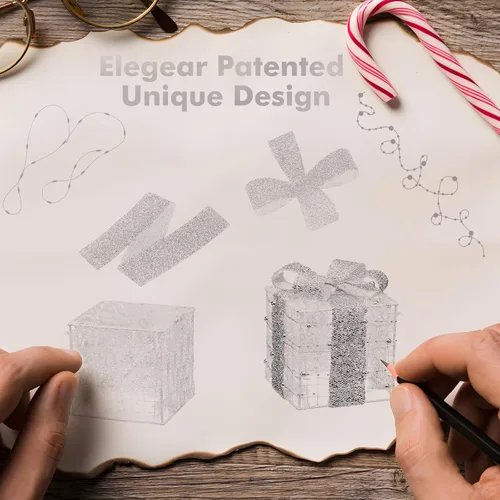 Vista 9 de Decoraciones de Navidad Azules, Cajas de Regalo Iluminadas de Navidad 140 LEDs Regalos Luminosos Decoración Navideña, 8 Modos y Función