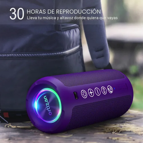 Vista 6 de Ortizan Altavoz Bluetooth portátil: IPX7 impermeable, sonido fuerte de 24 W, graves profundos, Bluetooth 5.3, luces LED, emparejamiento estéreo