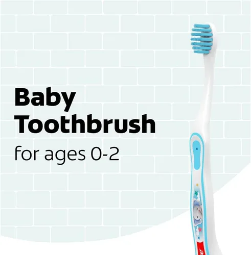 Vista 2 de Colgate Mi primer cepillo de dientes para bebé y niño pequeño, cepillo de dientes extra suave para entrenamiento infantil, edades 0-2, 6