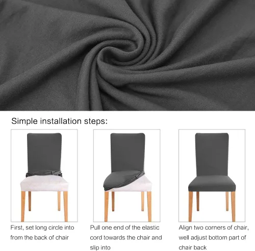 Vista 6 de Fuloon - Juego de 4 fundas protectoras para sillas de comedor, elásticas, removibles, lavables, cortas, para hoteles, comedores, ceremonias