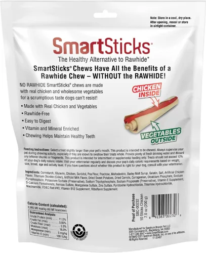 Vista 2 de SmartBones - SmartSticks, Premia a tu perro con un masticable sin piel cruda hecho con pollo real y verduras, 10 palitos