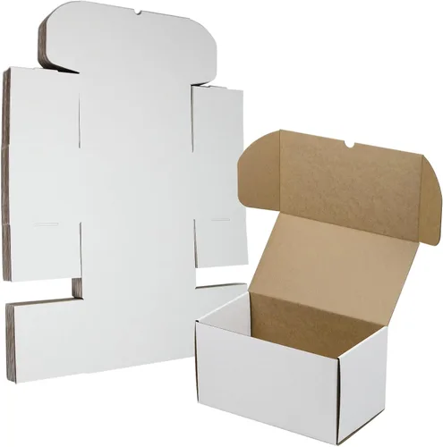 Vista 10 de Cajas de envío de 4.6 x 2.2 x 2.2 pulgadas, juego de 50, caja de cartón corrugado marrón para embalaje de correspondencia de pequeñas empresas
