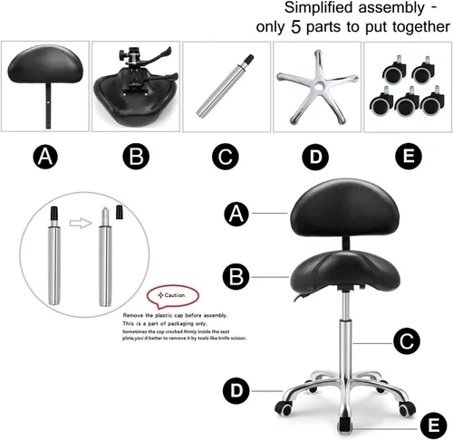Vista 8 de Kaleurrier Taburete giratorio de altura ajustable con ruedas, resistente y antifatiga, silla ergonómica para peluquería, salón de belleza, Negro