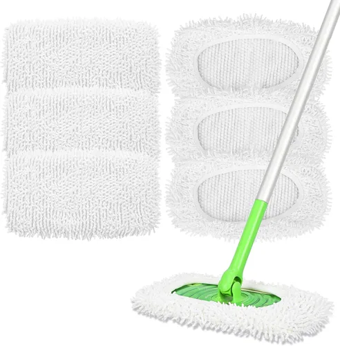 Vista 15 de Almohadillas de microfibra reutilizables para trapeador Compatibles con Swiffer Sweeper - Paquete de 4 paños de barrido en seco y paños de trapeo