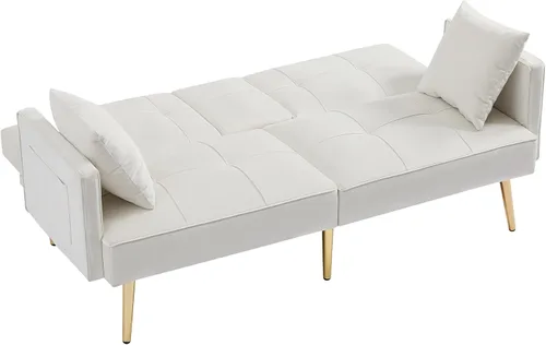 Vista 6 de Sofá cama, sofás cama y sofás con 2 tazas – Sofá reclinable convertible de 69 pulgadas, moderno sofá futón ajustable de terciopelo, sofás, cama