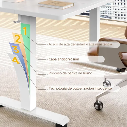 Vista 7 de Veken - Escritorio Eléctrico Grande de 140 cm de Altura Ajustable, de Sentarse a Pararse, Mesa de Computadora para Oficina en Casa y Estudio, Blanco