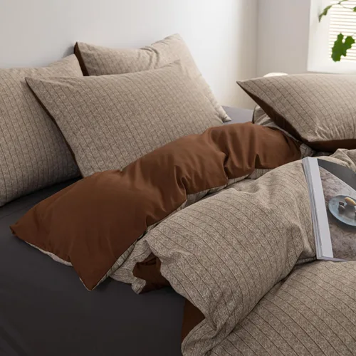 Vista 3 de INFLAG Funda de edredón tamaño individual, juego de ropa de cama a rayas de 3 piezas, 100% microfibra de lujo, suave, 1 funda de edredón de 66 x 90