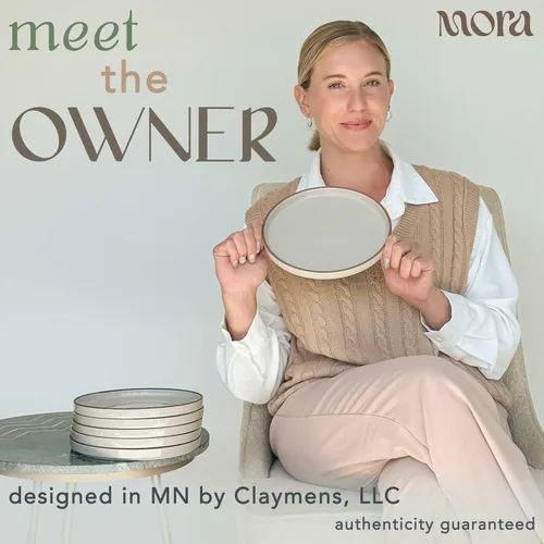 Vista 3 de Mora - Juego de platos planos de cerámica de 6 a 8 pulgadas, platos de postre, ensalada, aperitivo, almuerzo pequeño, etc. Apto para microondas