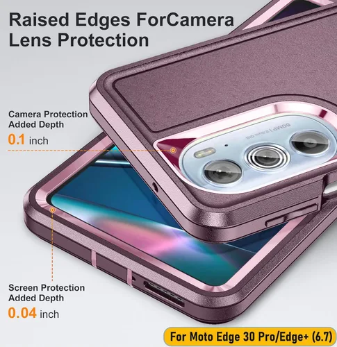 Vista 3 de Funda para Moto Edge 30 Pro/Edge+(2020) de 6.7 pulgadas, protección de cuerpo completo, resistente absorción de golpes, goma de silicona 3 en 1