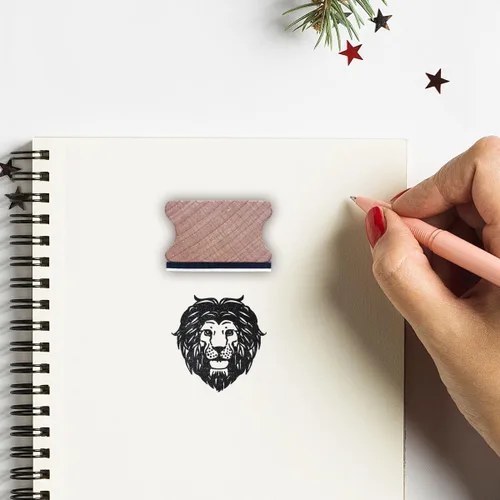 Vista 3 de Sello de goma con cabeza de león, sello mediano de 1-1/3 para álbumes de recortes, tarjetas, manualidades