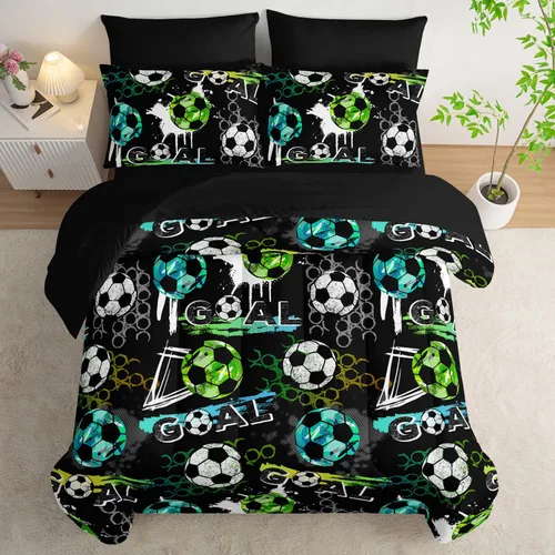 Vista 19 de AILONEN Juego de edredón para niños con temática de astronautas de dibujos animados tamaño individual, lindo juego de ropa de cama con cohetes