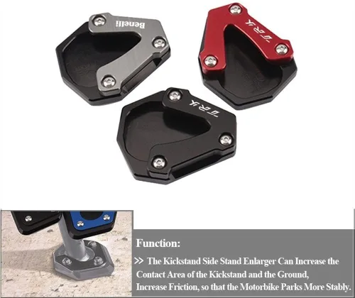 Vista 2 de SCUUBE para motocicletas Benelli TRK 502 TRK502 2022 2021 2020 Soporte lateral de pie ampliador de placa de extensión de placa de soporte CNC Rojo