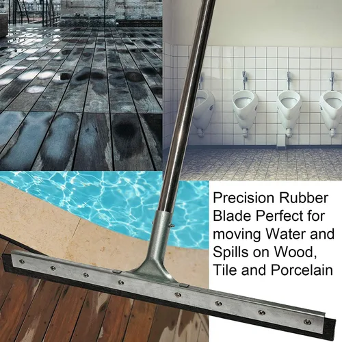 Vista 5 de Escoba de goma de silicona de 55 pulgadas de largo con mango de acero inoxidable de 55 pulgadas de largo con hoja de goma de silicona de 22 pulgadas