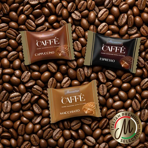 Vista 7 de Maestro Massimo IL Caffè Best Coffee Candy Envuelto individualmente, surtido con relleno - Macchiato, espresso, capuchino
