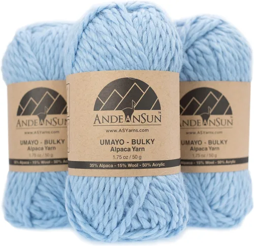 Vista 22 de 3 ovillos de lana de alpaca UMAYO para tejer al crochet y con agujas, 150 gramos, #2, #3 y #5