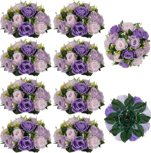 Vista 26 de BLOSMON Bolas de Flores para Bodas, Centros de Mesa de Rosas, 2 Piezas, Flores Artificiales Negras, Bolas Florales Colgantes, Decoración de Arreglos