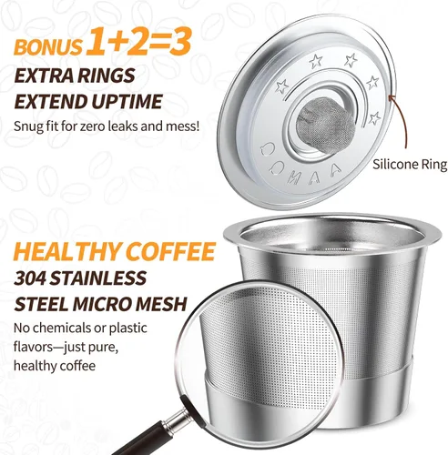 Vista 4 de AANQQ Cápsulas de café reutilizables K Cup para Keurig 1.0: K Cup de acero inoxidable rellenable - Filtro de café reutilizable para cafetera Keurig