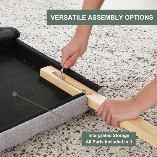 Vista 5 de Kingfun Cabecera tapizada para cama individual con diseño moderno de botones, cabecera ajustable de madera maciza, cabeceros acolchados de tela