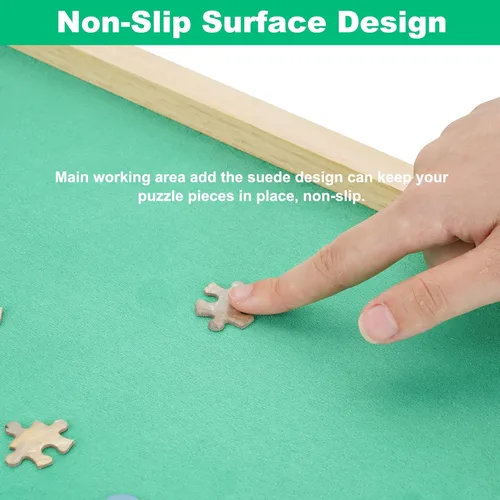 Vista 4 de Tablero de rompecabezas de madera de 1500 piezas con 4 cajones para almacenar rompecabezas, mesa de rompecabezas portátil grande de 26 x 35 pulgadas