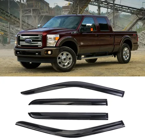 Vista 24 de Protector de lluvia Deflector de viento para montaje exterior, viseras de ventana con cinta compatible con Ford F-250 1999-2016 Super Duty