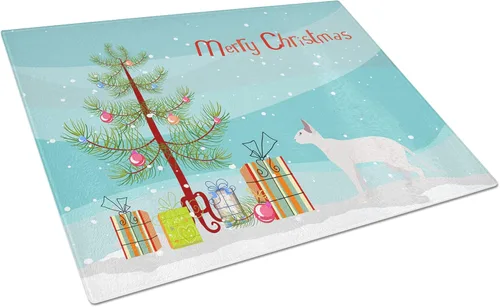 Vista 142 de Caroline's Treasures CK4739LCB Abyssinian Cat Merry Christmas Glass Cutting Board Large Decorative Tempered Glass Kitchen Cutting and Serving Board