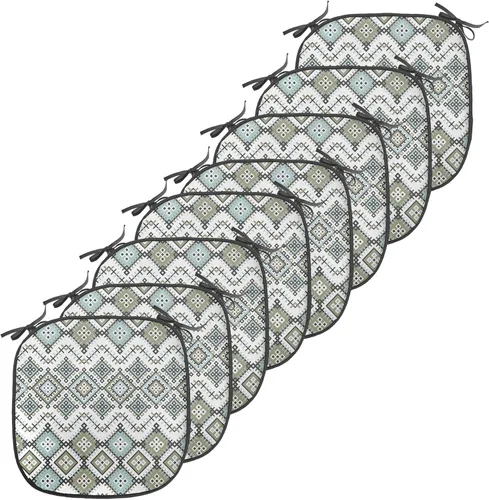 Vista 49 de Ambesonne Grunge Chair Seating Cushion, Retro Striped Background Pineapple Vintage Hippie Graphic, Anti-Slip Seat Padding for Kitchen & Patio