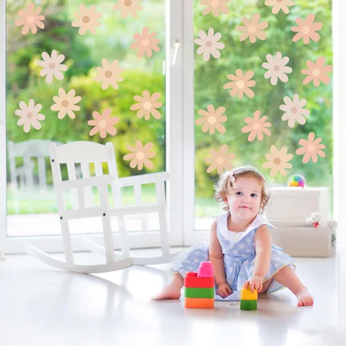 Vista 7 de BBTO - Calcomanía de pared de margaritas, calcomanías de vinilo para pared con flores, calcomanías de margaritas, calcomanías florales para despegar