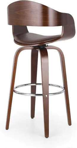 Vista 12 de 30in Mid-Century Modern Upholstered Swivel Barstool with Walnut Frame - Counter Height Bar Stools for Kitchen Island, Dining Chairs, Table & Chair