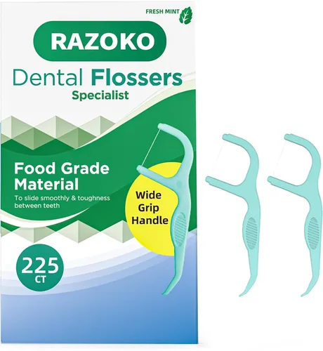 Vista 9 de RAZOKO Púas de hilo dental extra fuerte, palillos de dientes de menta fresca, 200
