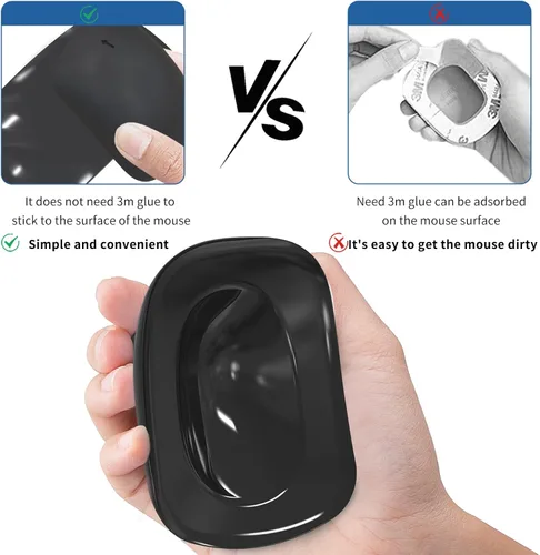 Vista 6 de Cojín de silicona para mouse mágico de Apple, alfombrilla ergonómica, agarre de superficie multitáctil, sin pegamento para reposamanos (negro)