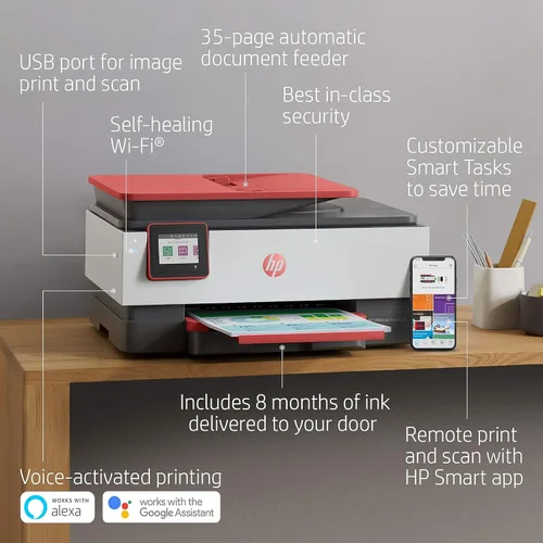 Vista 2 de Impresora HP OfficeJet Pro 8035 inalámbrica, todo en uno, Coral talla única