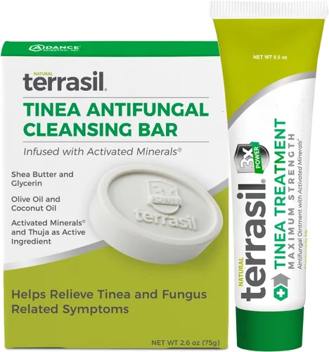 terrasil Kit de tratamiento para tiña versicolor + Jabón para tiña, 2 productos Fabricado en Estados Unidos, con 1% de clotrimazol clínicamente