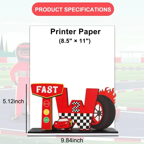Vista 2 de Carteles de dos letras de auto de carreras rápidos para centros de mesa de la tabla para decoraciones de segundo cumpleaños para niños, suministros