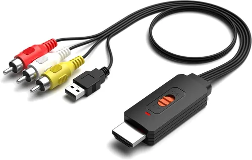 Vista 7 de Convertidor RCA a HDMI, AV/compuesto a HDMI, adaptador de cable compatible con 1080P, interruptor 4: 3/16:9 compatible con WII, PS2, PS3, N64