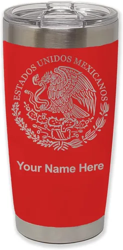 Vista 27 de LaserGram - Vaso personalizado de 20 onzas, bandera de México (negro) Regalo grabado, acero inoxidable aislado al vacío, grabado con láser con su