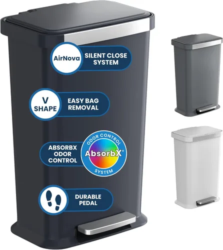 Vista 12 de iTouchless Bote de basura de cocina con sensor sin contacto de 16 galones y cubo de reciclaje con ruedas, 60 litros de acero inoxidable con doble