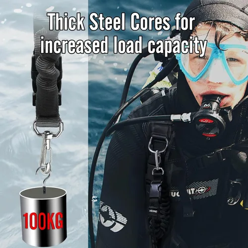 Vista 5 de nitescuba Buceo Spring Clip Lanyard Anti-perdida Lanyard con hebilla de liberación rápida para deportes al aire libre