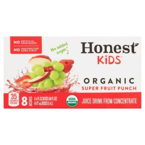 Vista 2 de Honest Kids Bebida orgánica de jugo de ponche de frutas, cajas de 8 unidades/6 onzas líquidas (paquete de 4) 4
