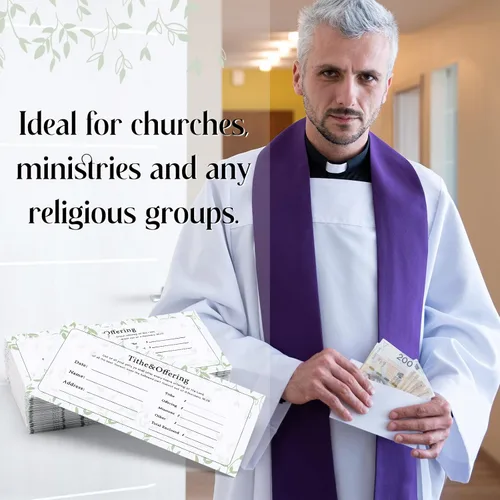 Vista 5 de Woanger 1500 sobres de donación y ofrendas de iglesia a granel, sobres en blanco para ocasiones religiosas, suministros de iglesia, oferta de cheques