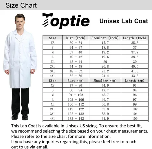 Vista 7 de TopTie Unisex Scrubs Lab Coat Profesional Doctor Uniforme Ropa de trabajo de manga larga Shop Coat