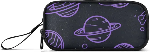 Nylon Large Pencil Bags Space Planet Purple Black Big Capacity Pen Pencil Case Stationery Organizer for Elementary Women estuche para