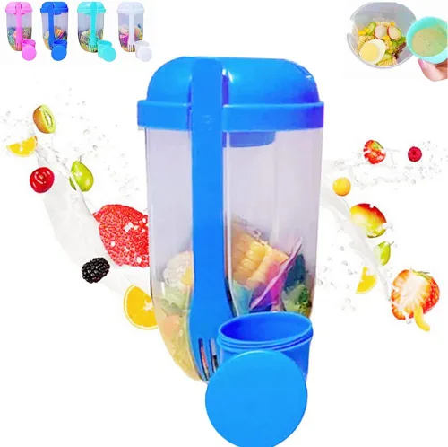 Vista 6 de Fresh Salad to Go - Juego de recipientes para ensalada con tenedor y soporte para aderezo de ensalada, recipiente de ensalada saludable, desayuno