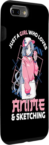 Vista 3 de iPhone 7 Plus8 Plus Anime Gift Just A Girl Who Loves Anime and Sketching Estuche para dibujo