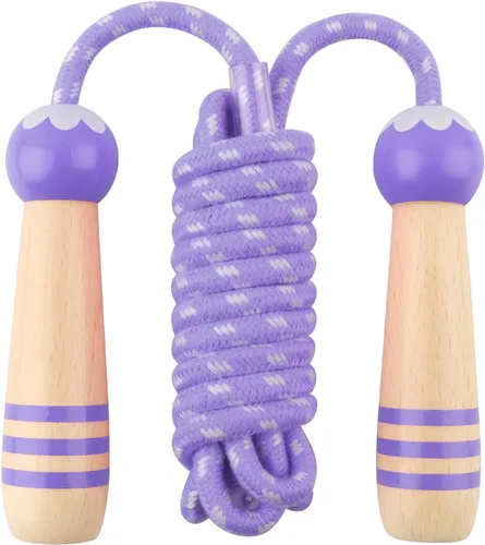 Vista 15 de Cuerda de Saltar para Niños, Lorvain Cuerda de Saltar Ajustable, Cuerdas de Saltar para Niños con Mango de Madera para Niñas y Niños, Cuerdas