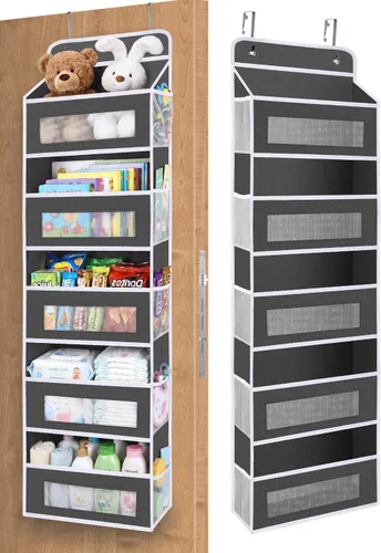 Organizador de Almacenamiento de Bolsillos Mejorado para Puerta, 5 Estantes de Organizadores Colgantes para Puerta con 10 Bolsillos de Gran Gris